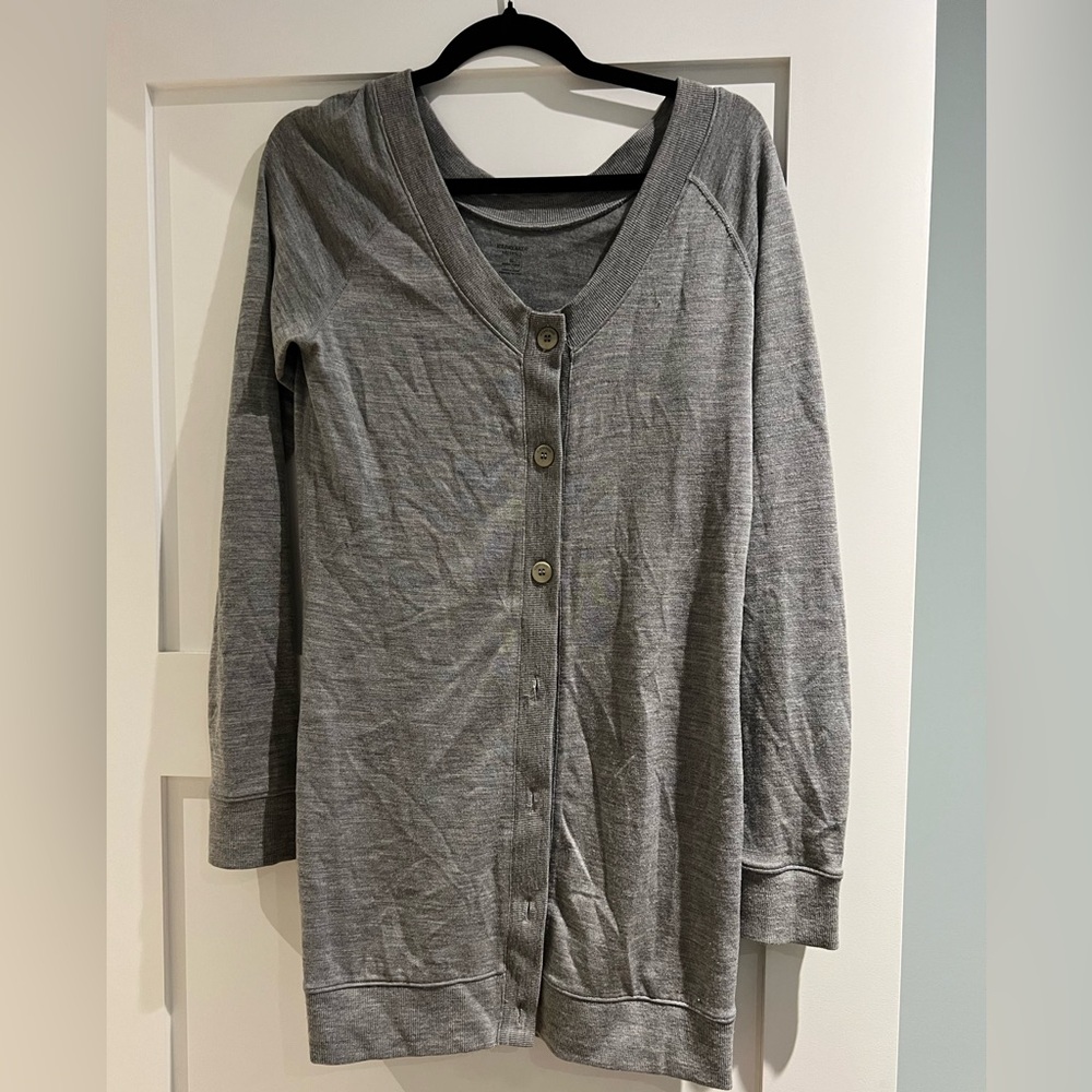 Extra long merino wool cardigan